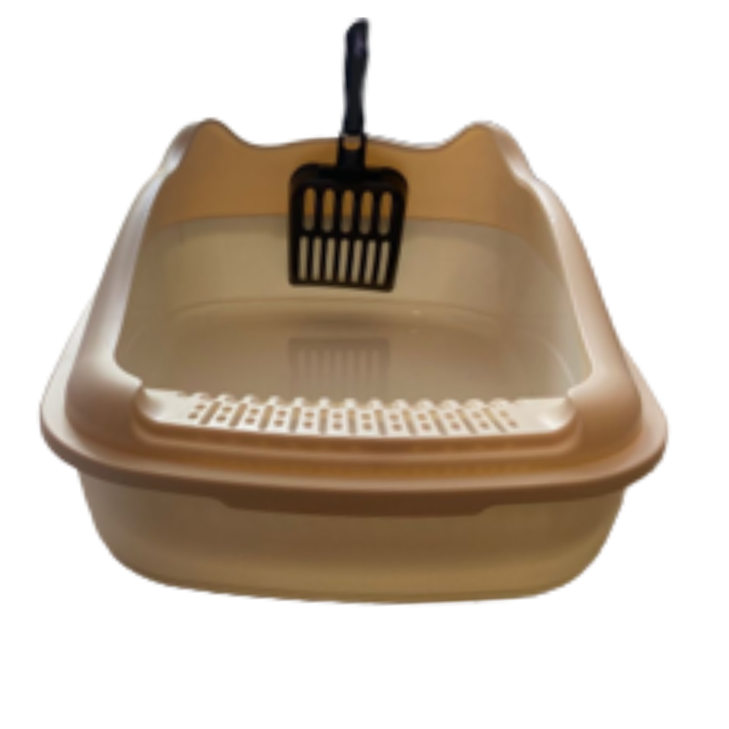 Arenero Para Gatos Mediano Beige 48x35x18 Cm Con Pala