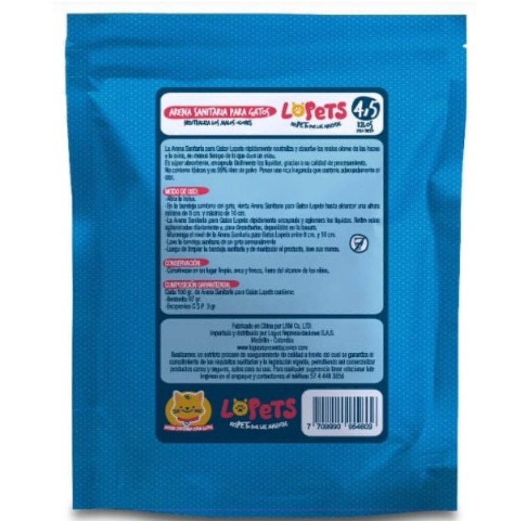 Arena Para Gatos Lopets 4,5 Kg Aseo