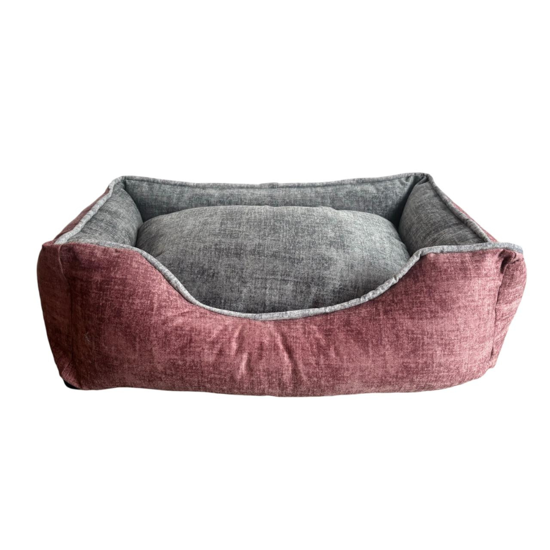 Cama Imperial Doble Faz Para Mascotas Gris-Coral Anti Fluido Y Anti Rasguño