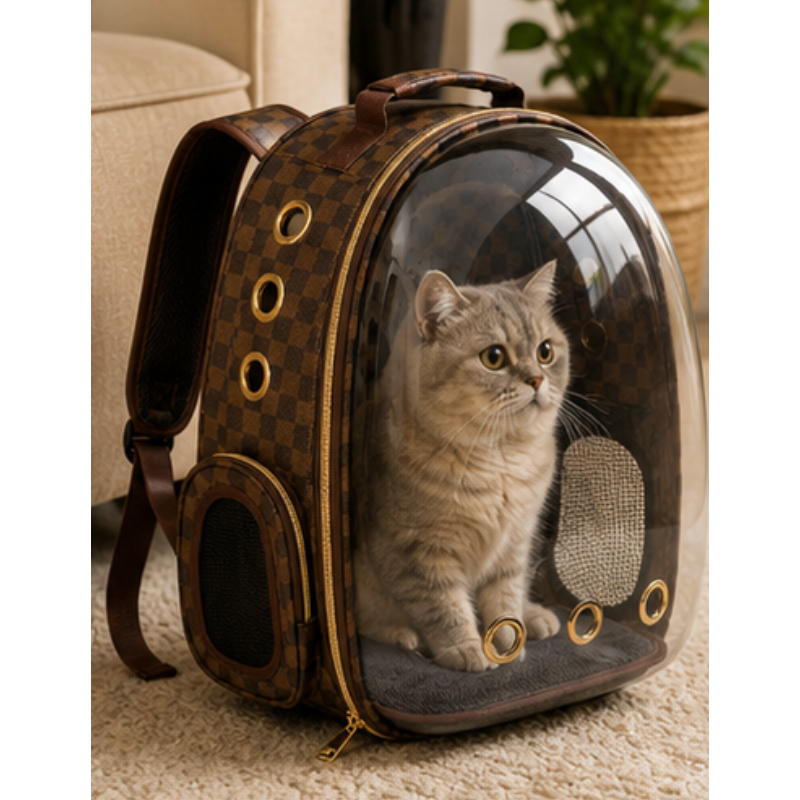 Morral Transportador De Lujo Para Mascotas – Diseño A Cuadros