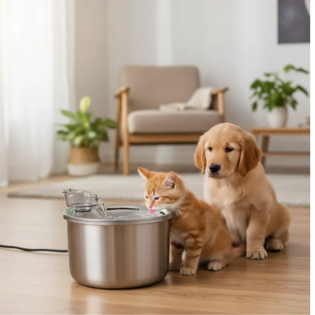 Fuente De Agua Para Mascotas En Acero Inoxidable 2 Litros