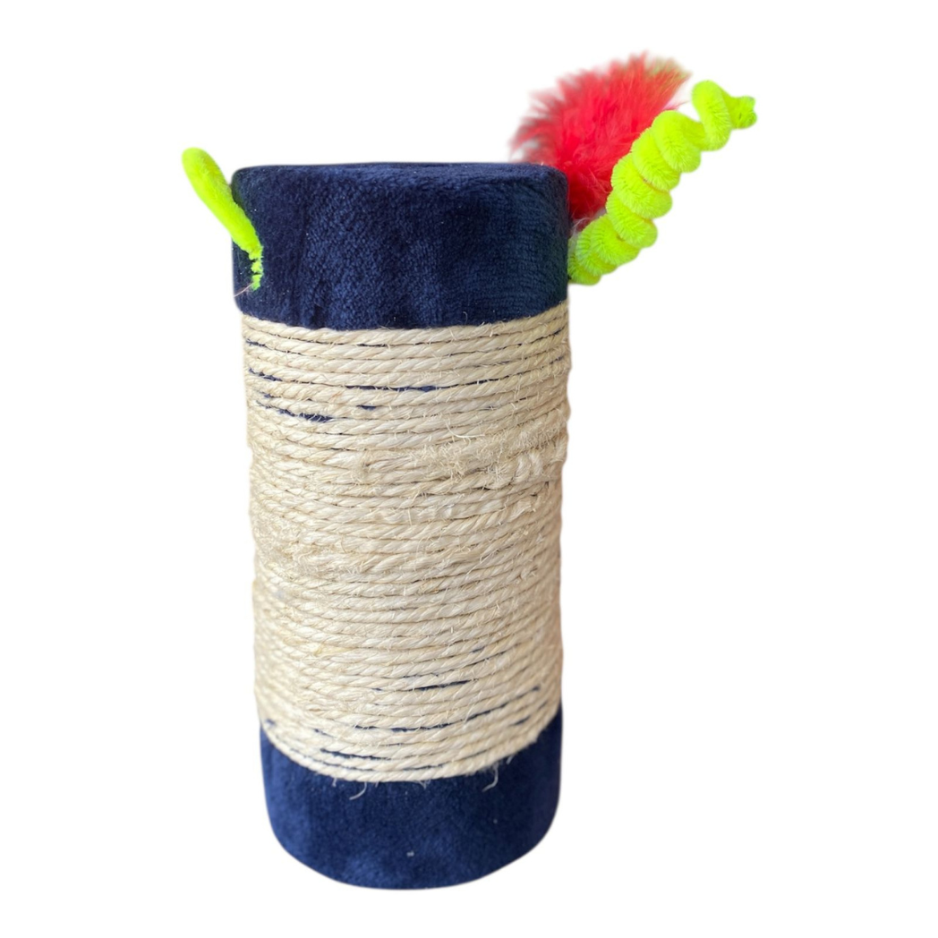 Juguete para Gato Rascador Con Plumas, Limpiapipas Y Cascabel 21 Cm