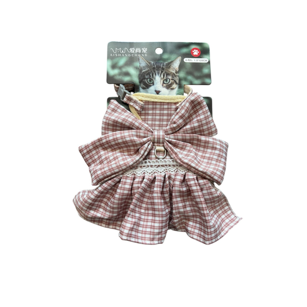 Arnés Pechera Con Vestido Para Gatos Y Perros Pequeños Con Traílla
