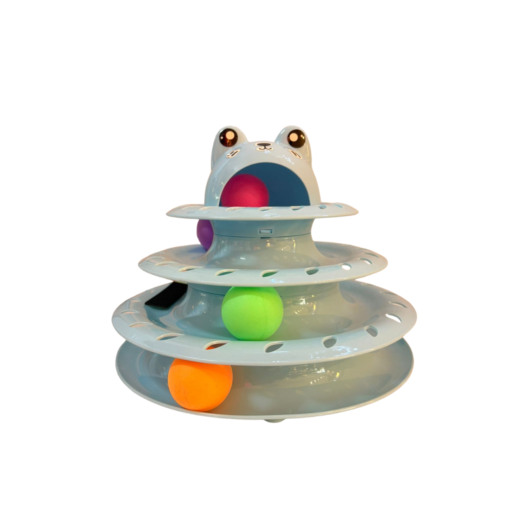 Juguete Interactivo para Gato de 4 Niveles con Pelotas Giratorias