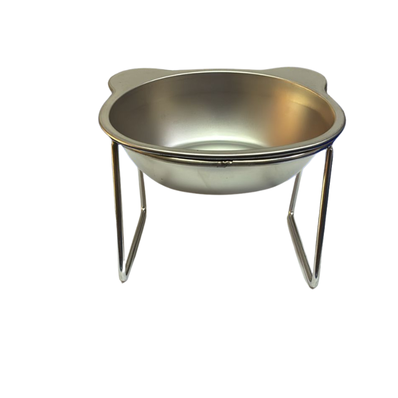 Comedero/bebedero Alto Para Gatos En Acero Inoxidable 11 Cm
