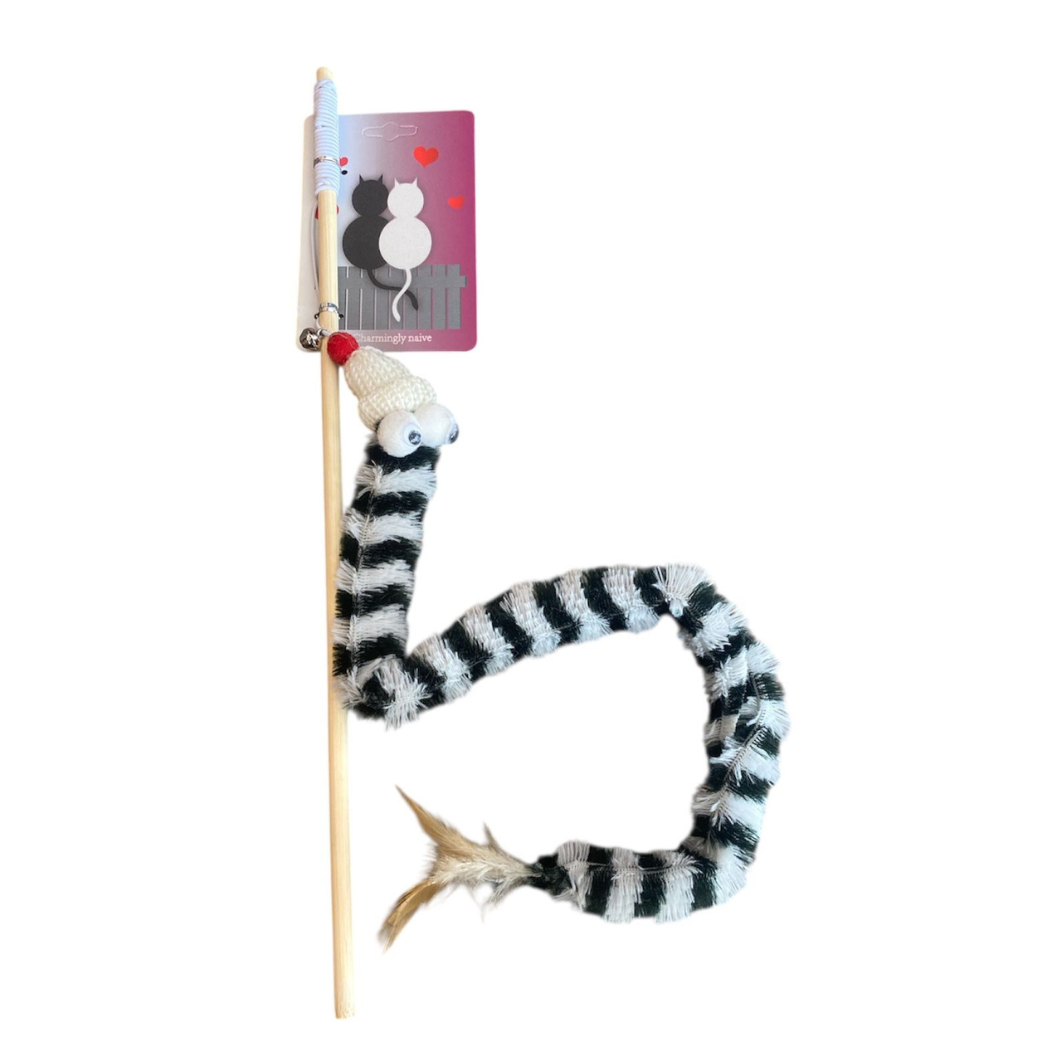 Juguete para Gato Vara Con Serpiente, Cascabel Y Plumas