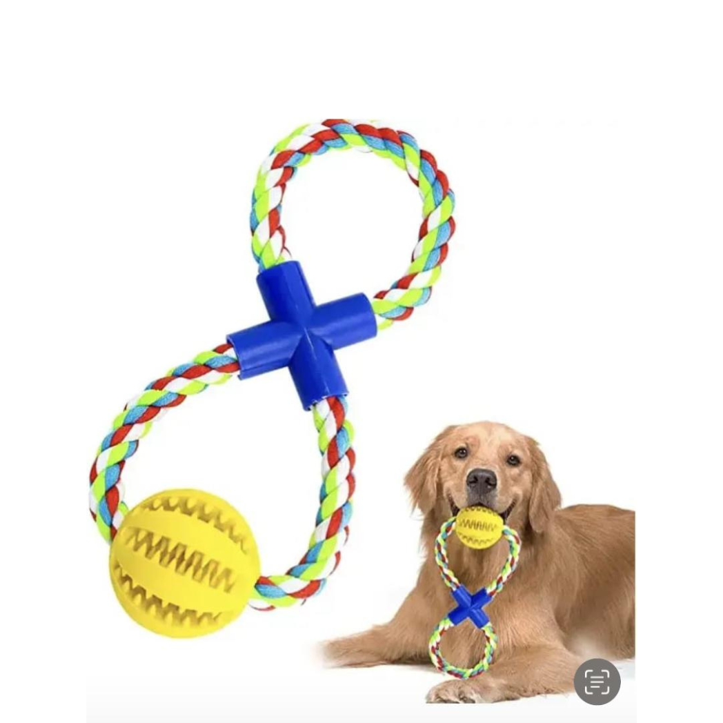 Juguete para Perro Rasca Encías Con Lazo Y Pelota Porta Premio 28 Cm