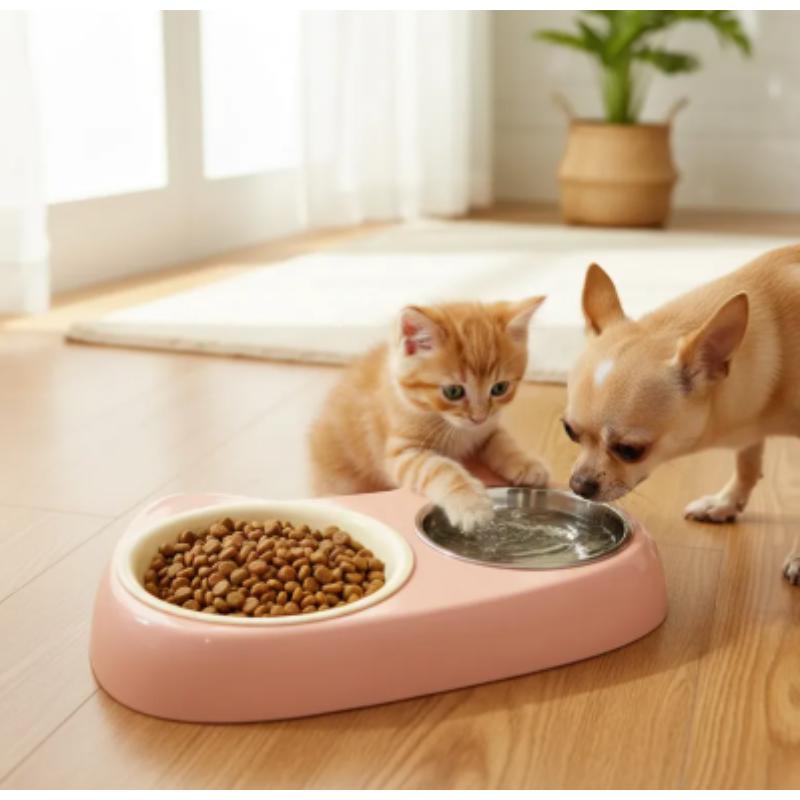 Comedero Y Bebedero Doble Para Gatos Y Perros Pequeños