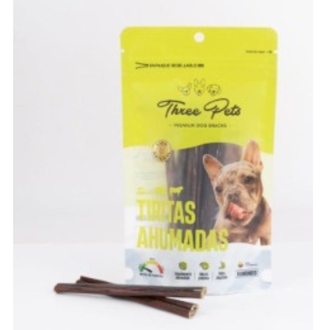 Snacks para Perros Tiritas Ahumadas 6 Unidades Three Pets Esófago De Res O Cerdo