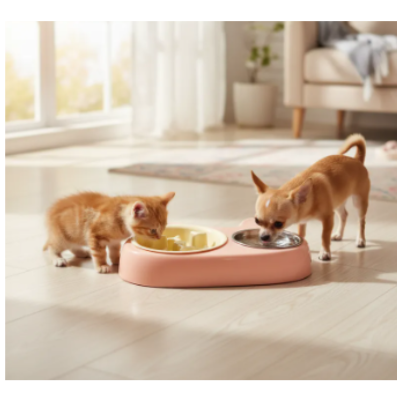Comedero Y Bebedero Doble Para Gatos Y Perros Pequeños