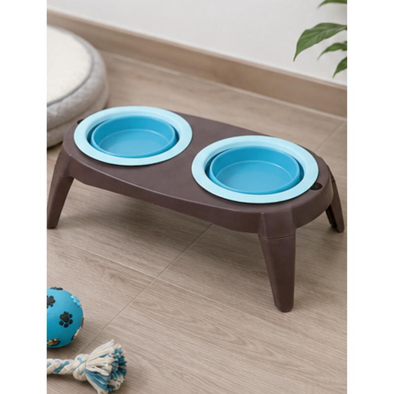 Comedero Doble Alto Plegable para Mascotas 12 cm