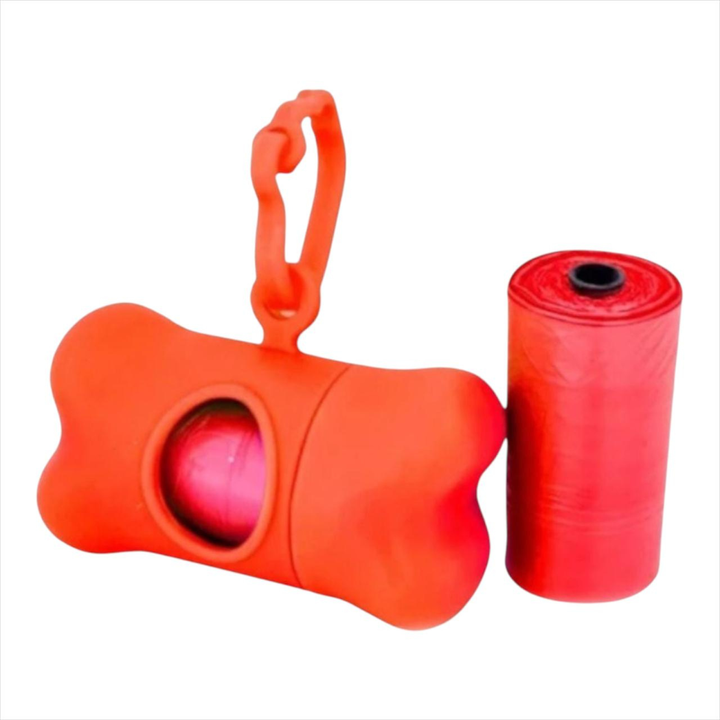 Hueso Porta Bolsas Para Mascotas Con Dos Rollos De Bolsas Aseo