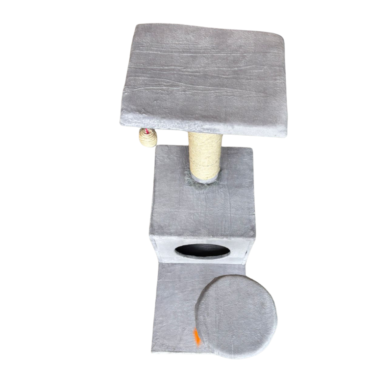 Gimnasio Rascador Para Gatos Con Cueva Y Terrazas 83x70x35 Cm Gris