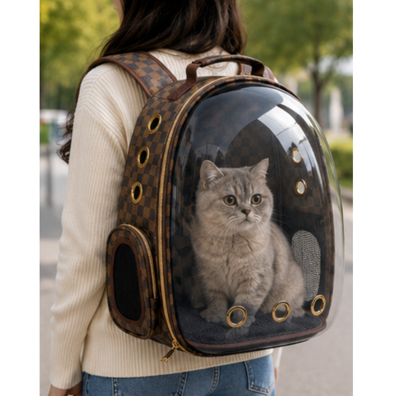 Morral Transportador De Lujo Para Mascotas – Diseño A Cuadros