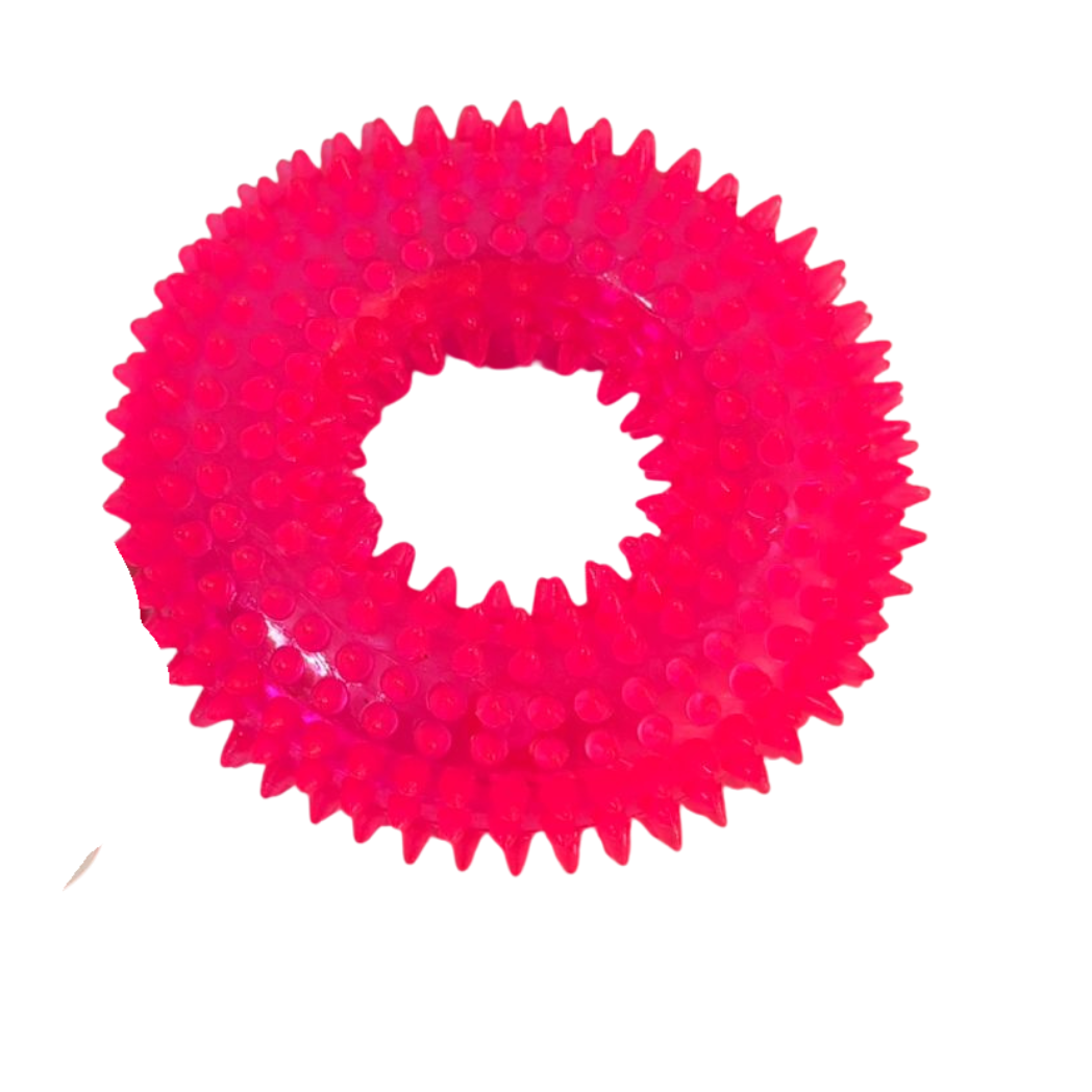 Rasca Encías Para Perro En Forma De Aro 10 Cm Con Sonido Colores Surtidos