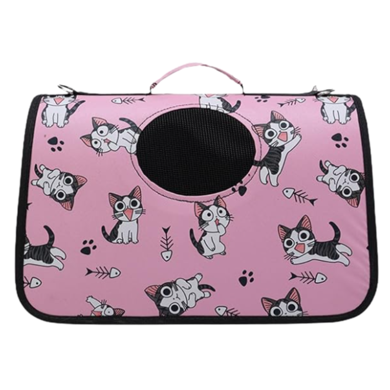 Bolso Guacal Para Mascotas Color Rosa Diseños Surtidos Talla L 52x32x22 Cm