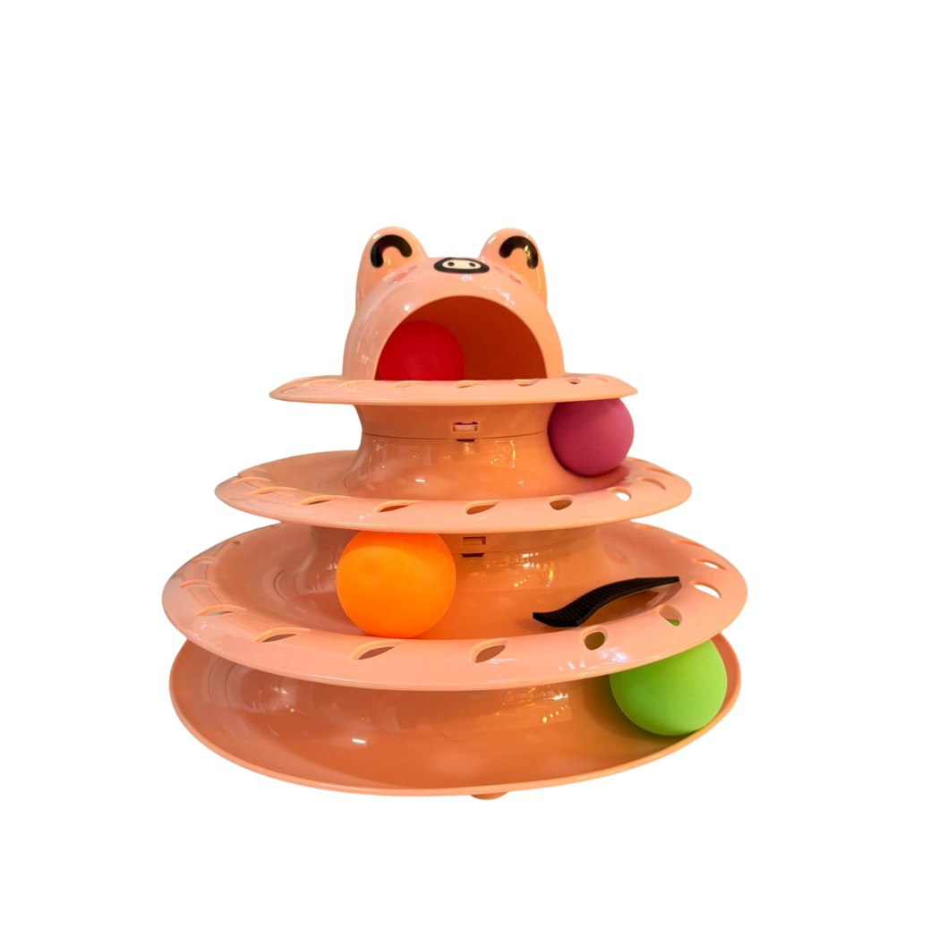 Juguete Interactivo para Gato de 4 Niveles con Pelotas Giratorias