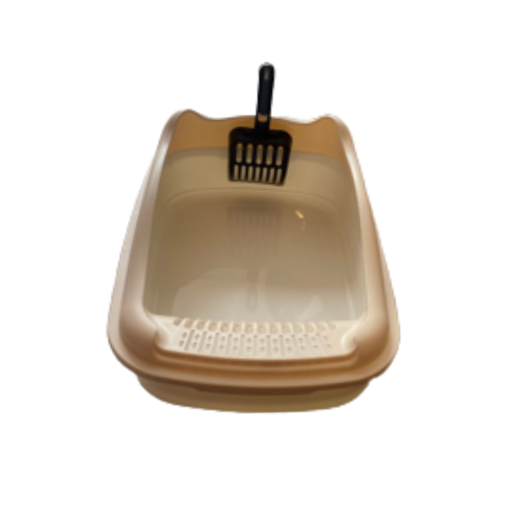 Arenero Para Gatos Mediano Beige 48x35x18 Cm Con Pala