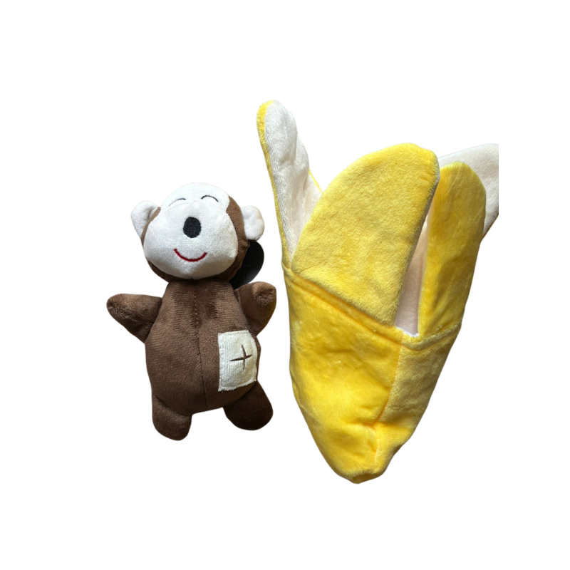 Juguete para Perro Peluche Interactivo Mono En Plátano Con Sonido – 23 Cm