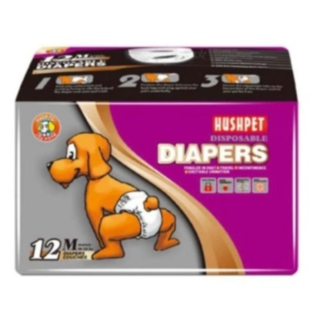 Pañales Desechables Para Mascotas X 12 Unidades Diapers Hushpet Aseo