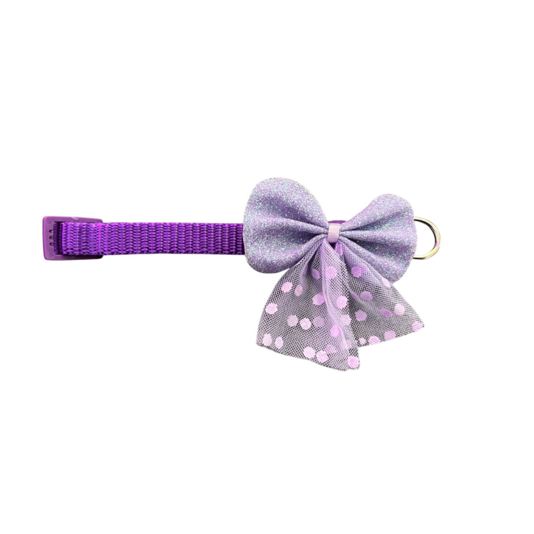 Collar Para Gato O Perro Pequeño Con Moño Y Cascabel