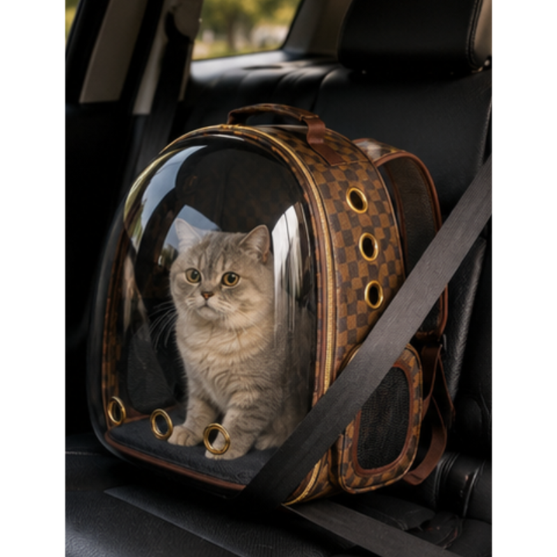 Morral Transportador De Lujo Para Mascotas – Diseño A Cuadros