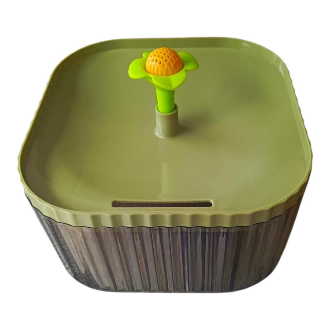 Fuente de Agua para Gatos y Perros Con Flor Cuadrada 3 Litros