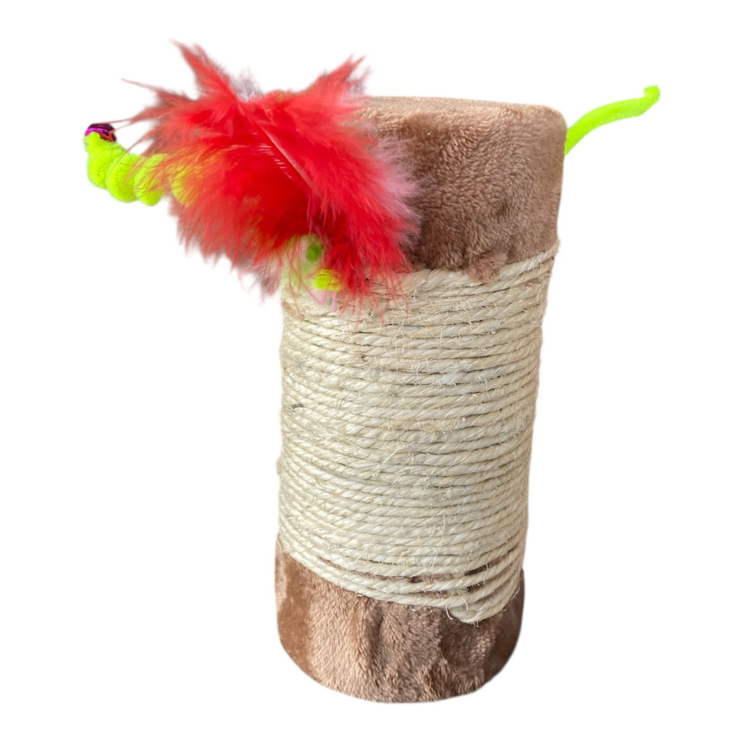 Juguete para Gato Rascador Con Plumas, Limpiapipas Y Cascabel 21 Cm