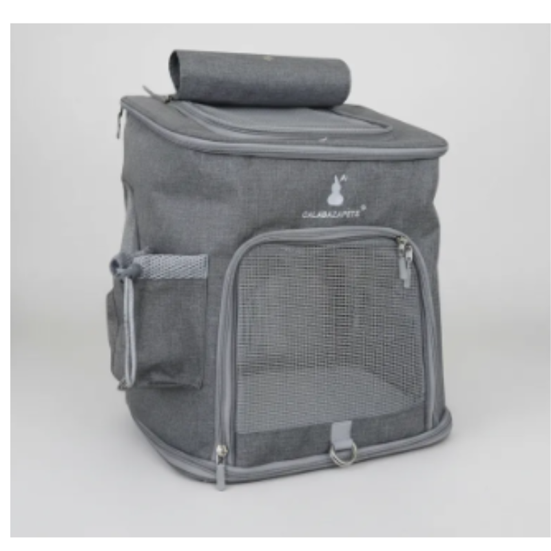 Bolso Morral Transportador En Lona Para Mascotas – Talla L Gris