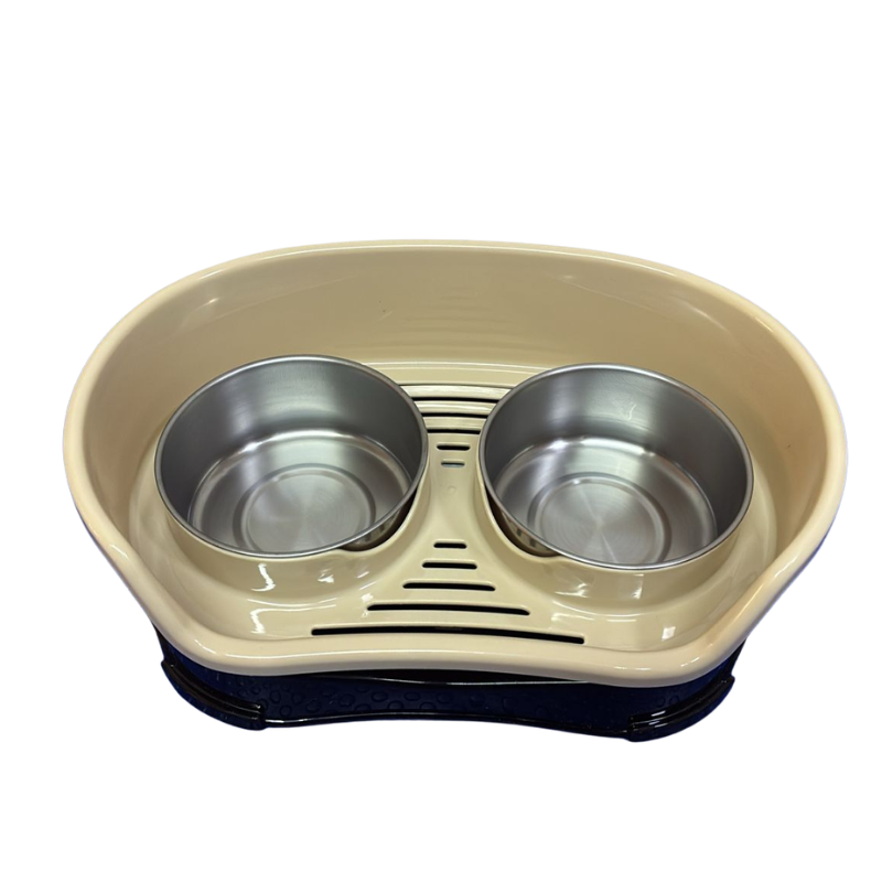 Comedero Bebedero Alto Doble Para Mascotas Con Base Anti Hormigas