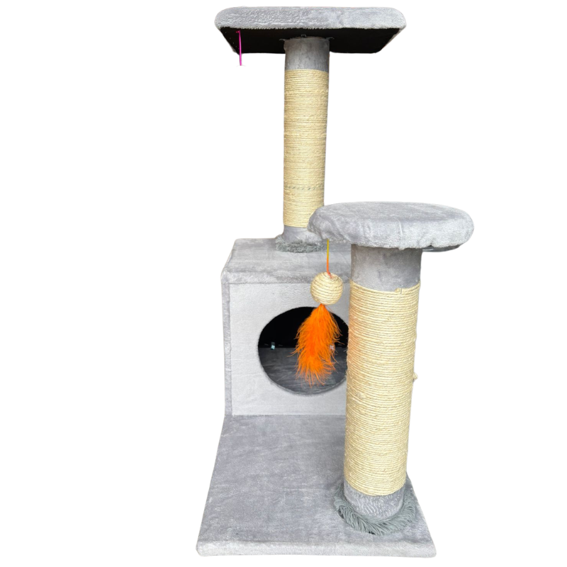 Gimnasio Rascador Para Gatos Con Cueva Y Terrazas 83x70x35 Cm Gris
