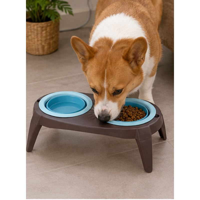 Comedero Doble Alto Plegable para Mascotas 12 cm