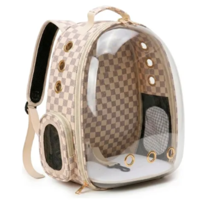 Morral Transportador De Lujo Para Mascotas – Diseño A Cuadros