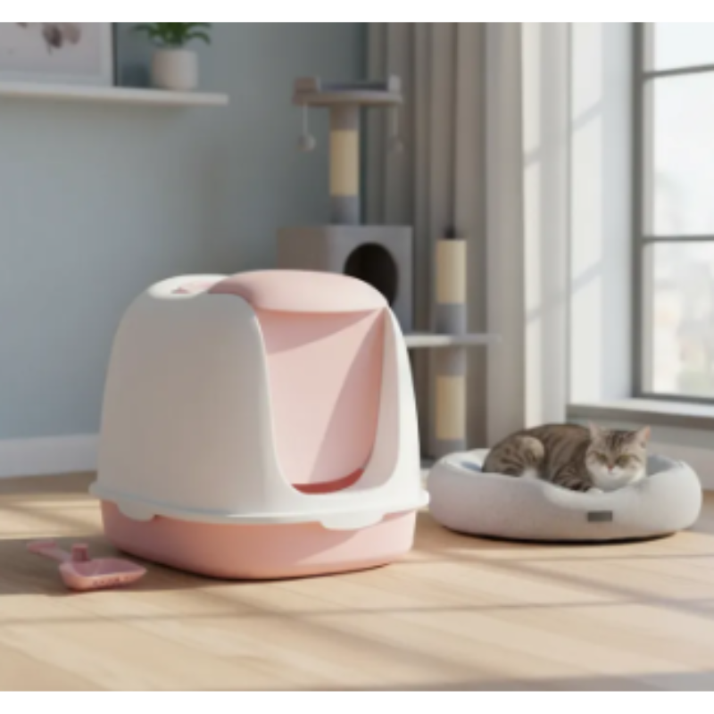 Arenero Cubierto Para Gatos Con Puerta Abatible Y Pala