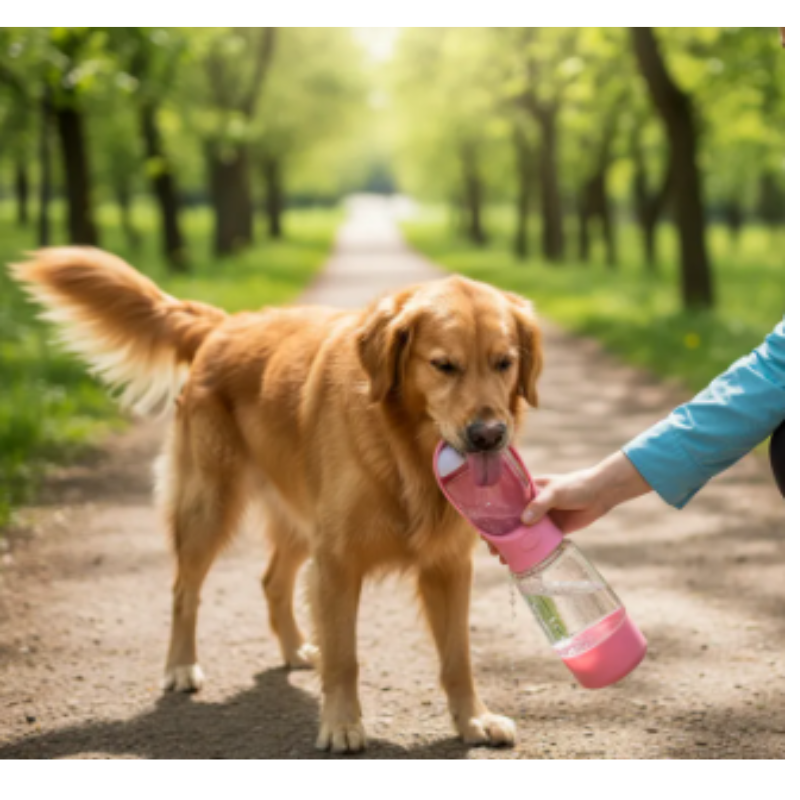 Termo Bebedero Portátil Para Mascotas Multipropósito Con Porta Alimentos Y Porta Bolsas