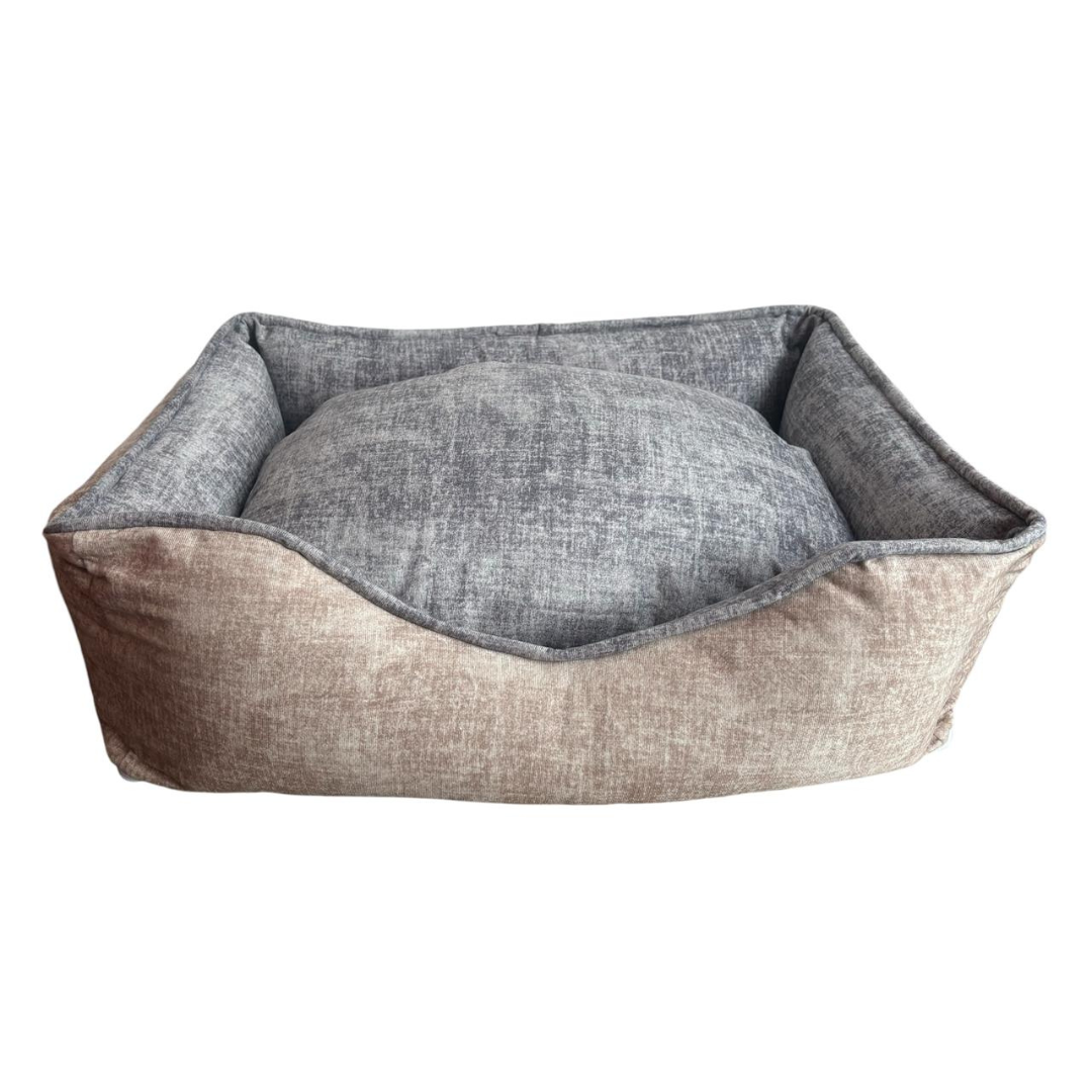 Cama Imperial Doble Faz Para Mascotas Gris-Beige Anti Fluido Y Anti Rasguño