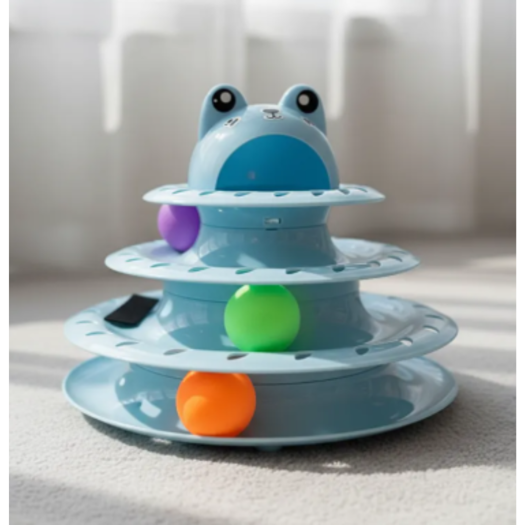Juguete Interactivo para Gato de 4 Niveles con Pelotas Giratorias