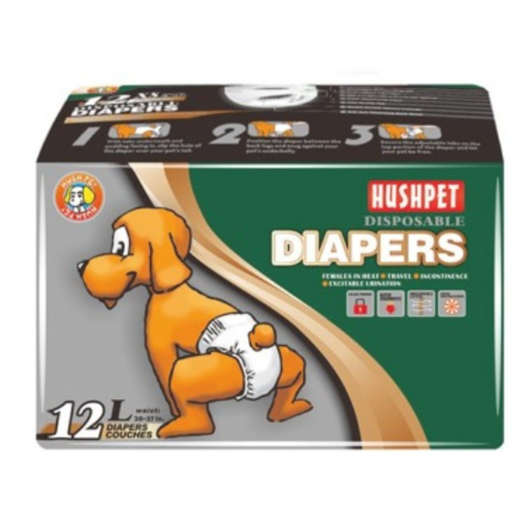 Pañales Desechables Para Mascotas X 12 Unidades Diapers Hushpet Aseo