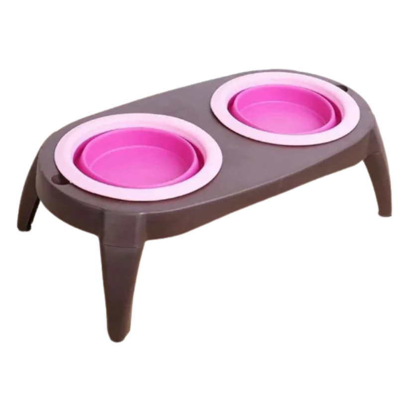 Comedero Doble Alto Plegable para Mascotas 12 cm