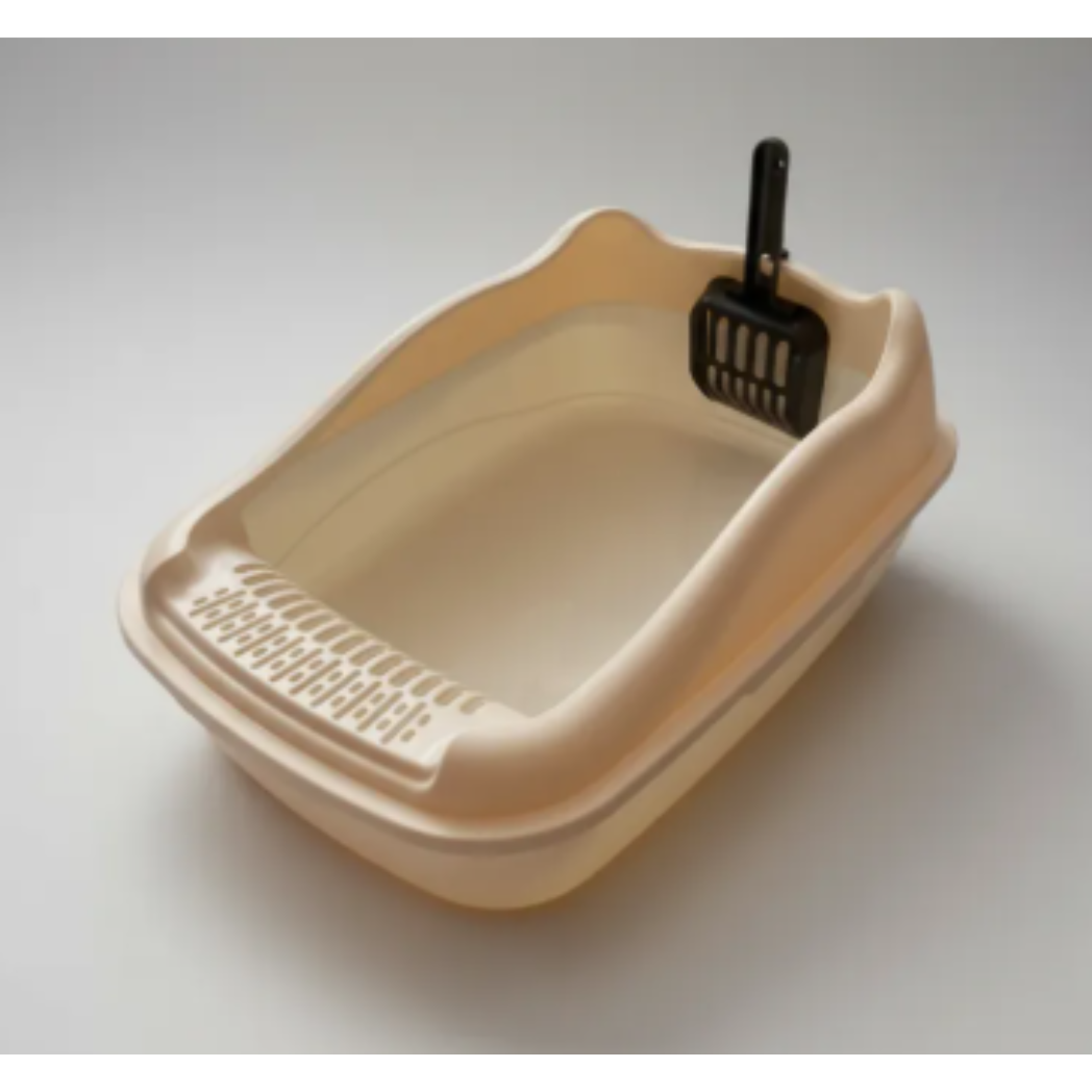 Arenero Para Gatos Mediano Beige 48x35x18 Cm Con Pala