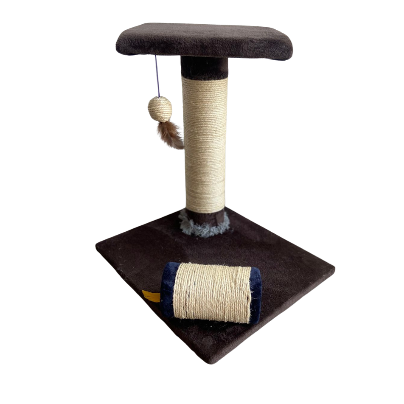 Rascador De Mesa Para Gatos Con Poste Y Cilindro De Sisal 46x31x36 Cm