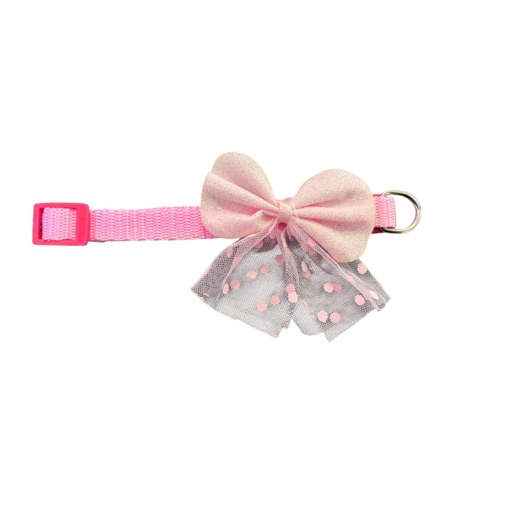 Collar Para Gato O Perro Pequeño Con Moño Y Cascabel