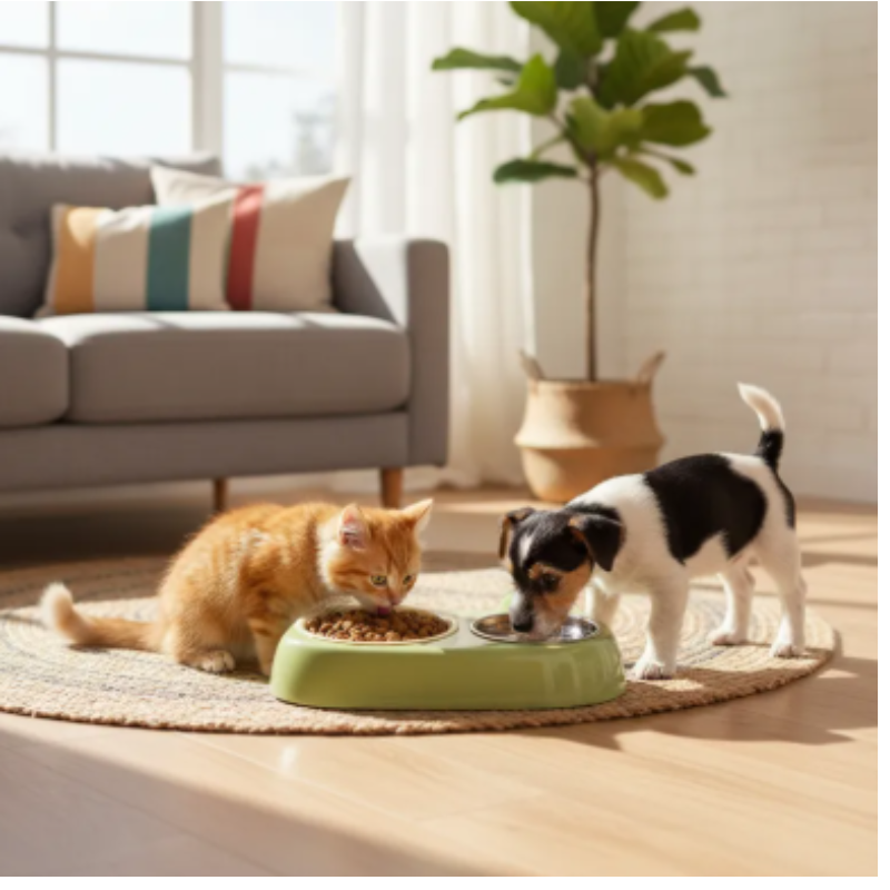 Comedero Y Bebedero Doble Para Gatos Y Perros Pequeños