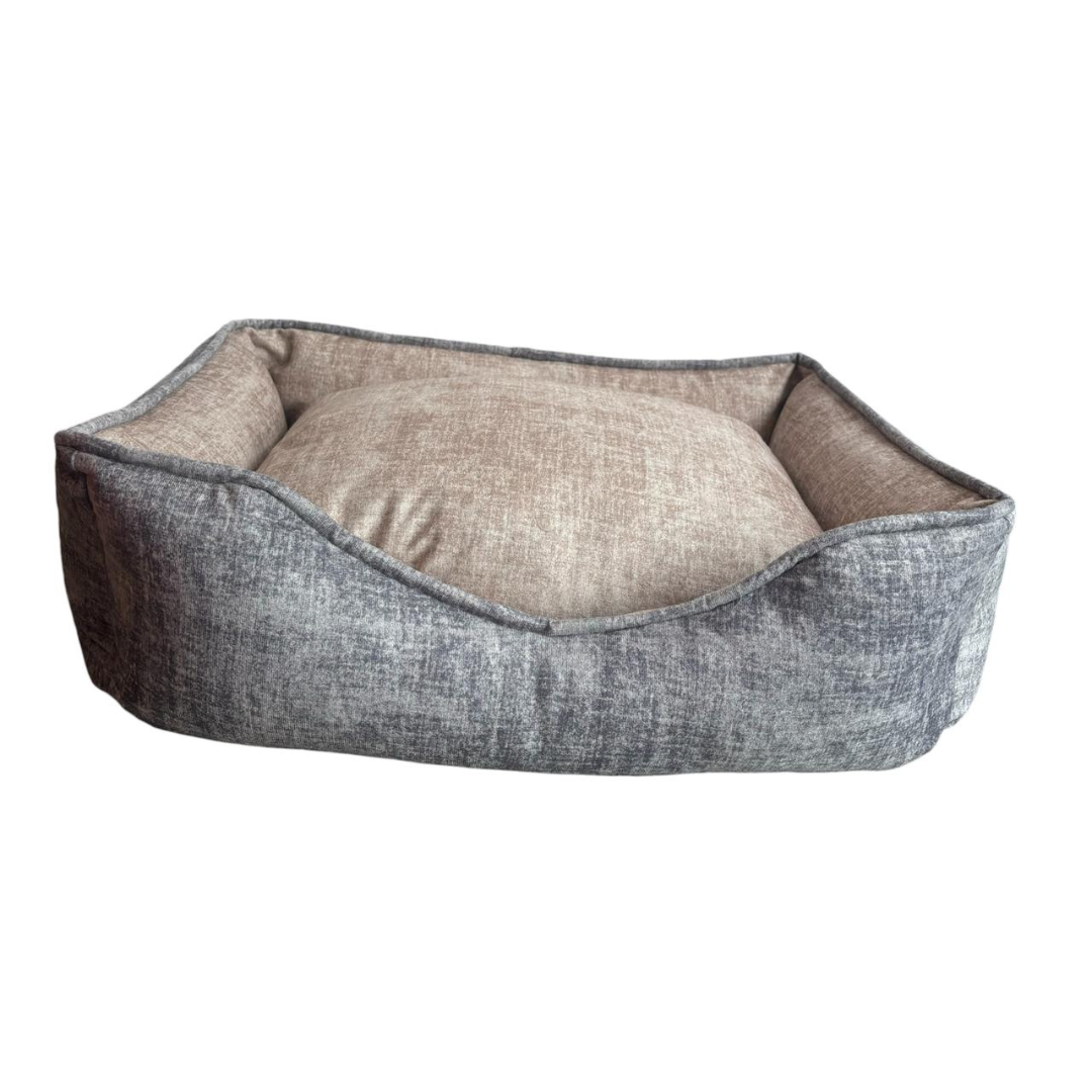 Cama Imperial Doble Faz Para Mascotas Gris-Beige Anti Fluido Y Anti Rasguño