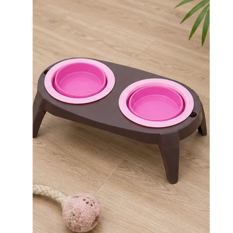 Comedero Doble Alto Plegable para Mascotas 12 cm