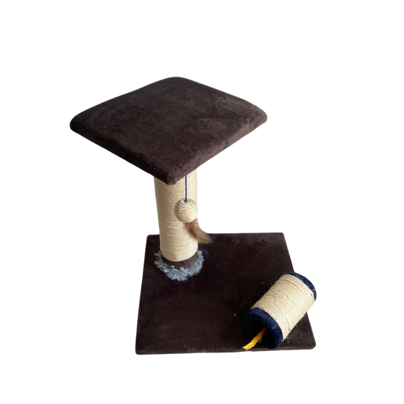 Rascador De Mesa Para Gatos Con Poste Y Cilindro De Sisal 46x31x36 Cm