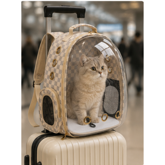 Morral Transportador De Lujo Para Mascotas – Diseño A Cuadros