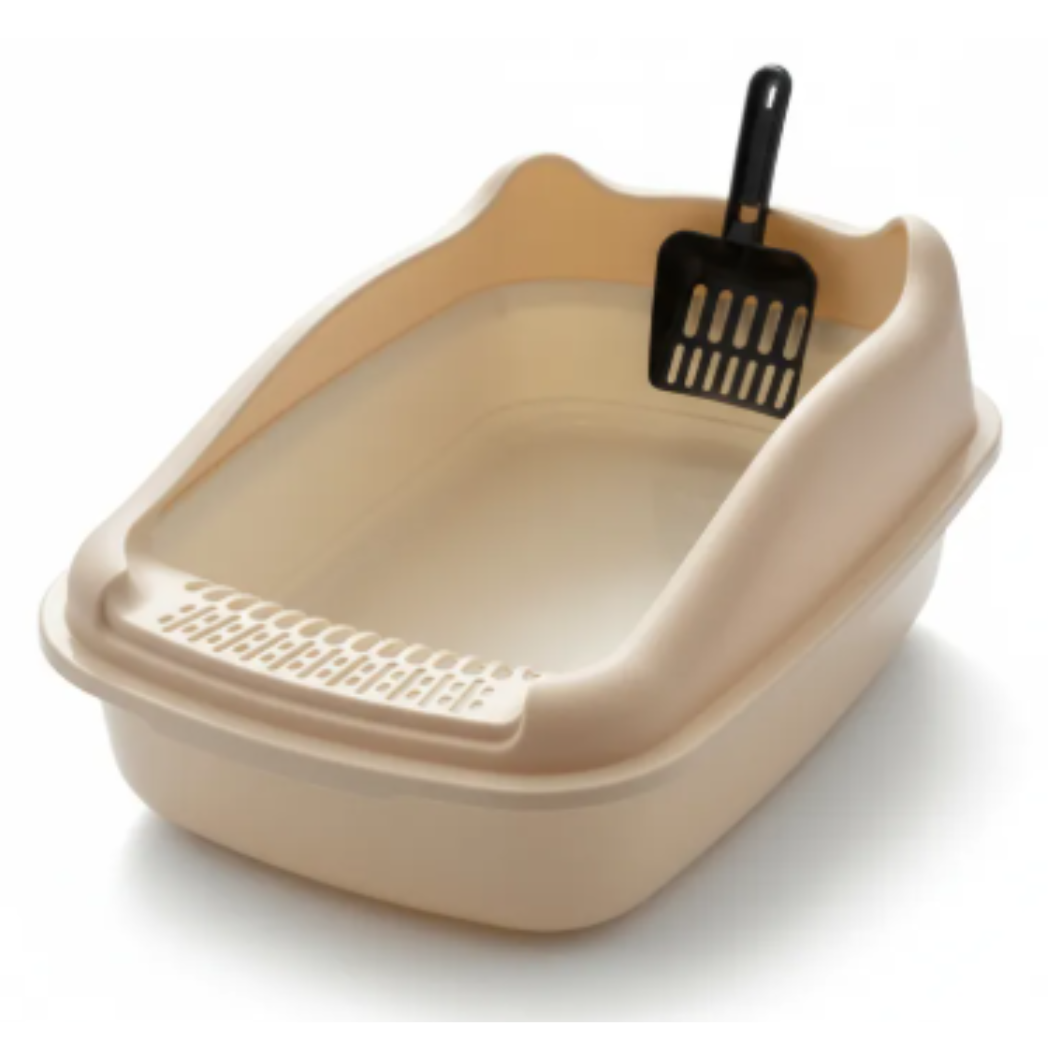 Arenero Para Gatos Mediano Beige 48x35x18 Cm Con Pala