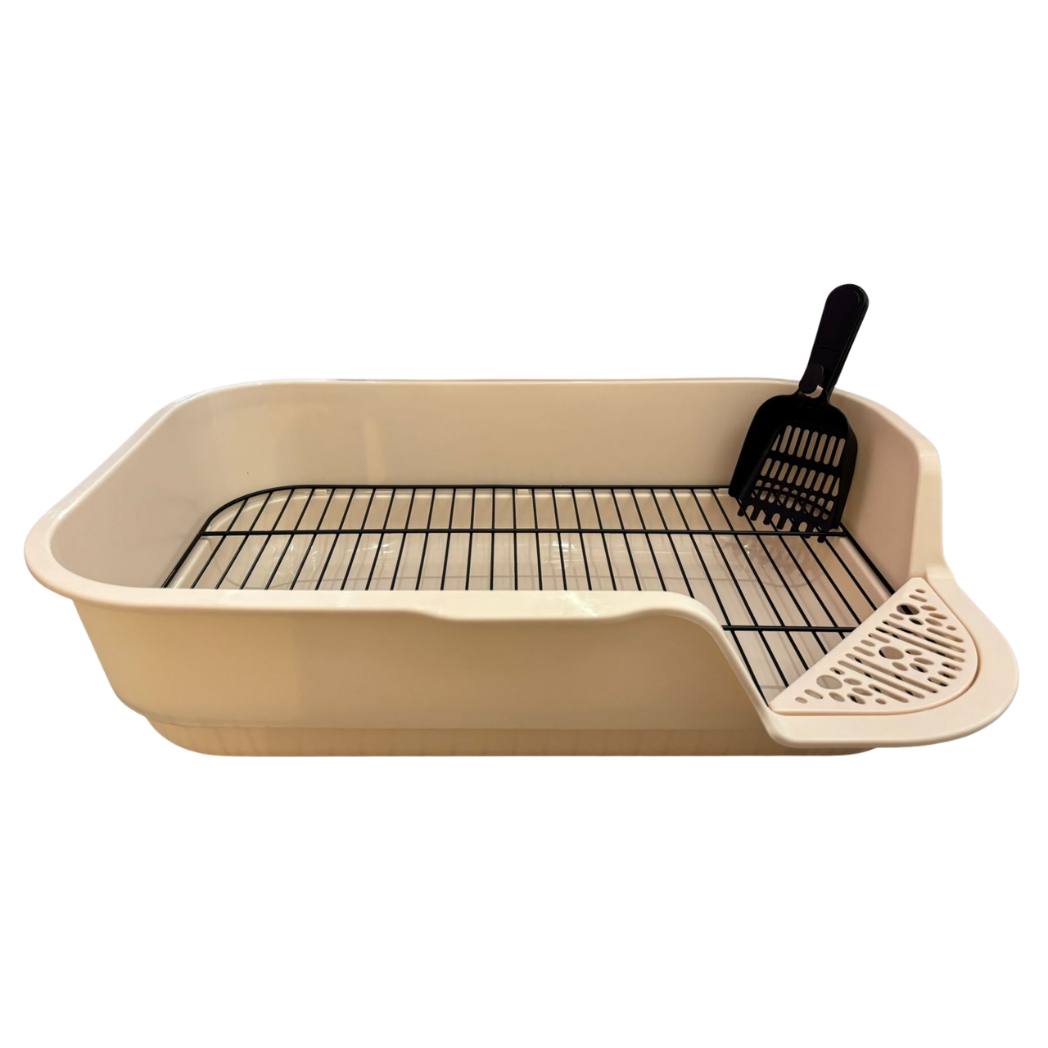 Arenero Grande Para Gatos Con Rejilla En Acero Inoxidable 60x40x15 Cm