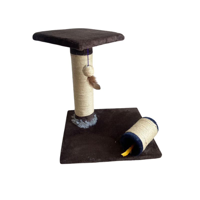 Rascador De Mesa Para Gatos Con Poste Y Cilindro De Sisal 46x31x36 Cm
